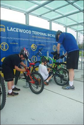 Bicycle repair facility at Lacewood Terminal