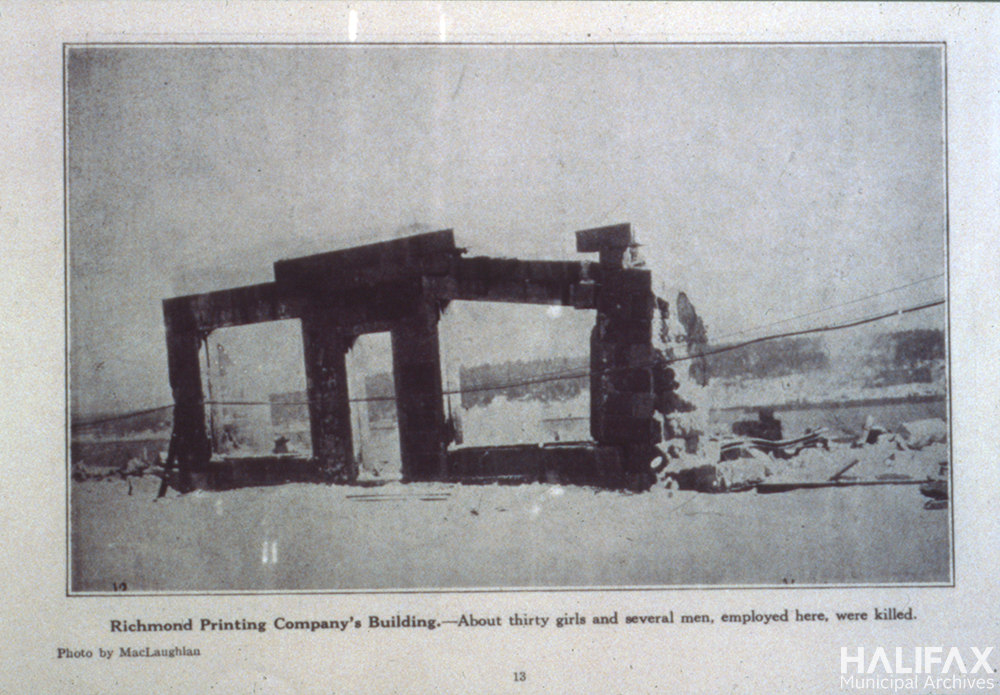 Black and white photograph of a ruined building