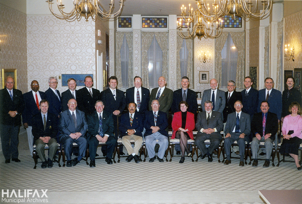 Colour photograph of a group of councillors