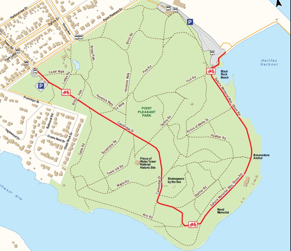 Point Pleasant Park Weekend Bike Access Map