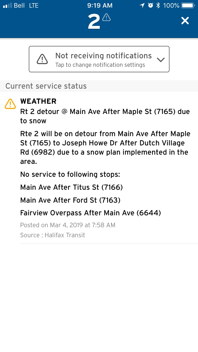 An example of the details within a service alert.