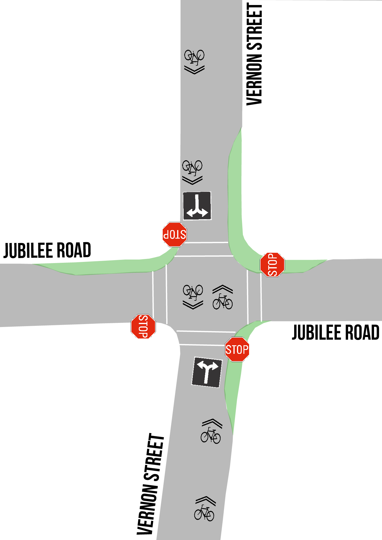 Diagram of traffic changes on Vernon Street