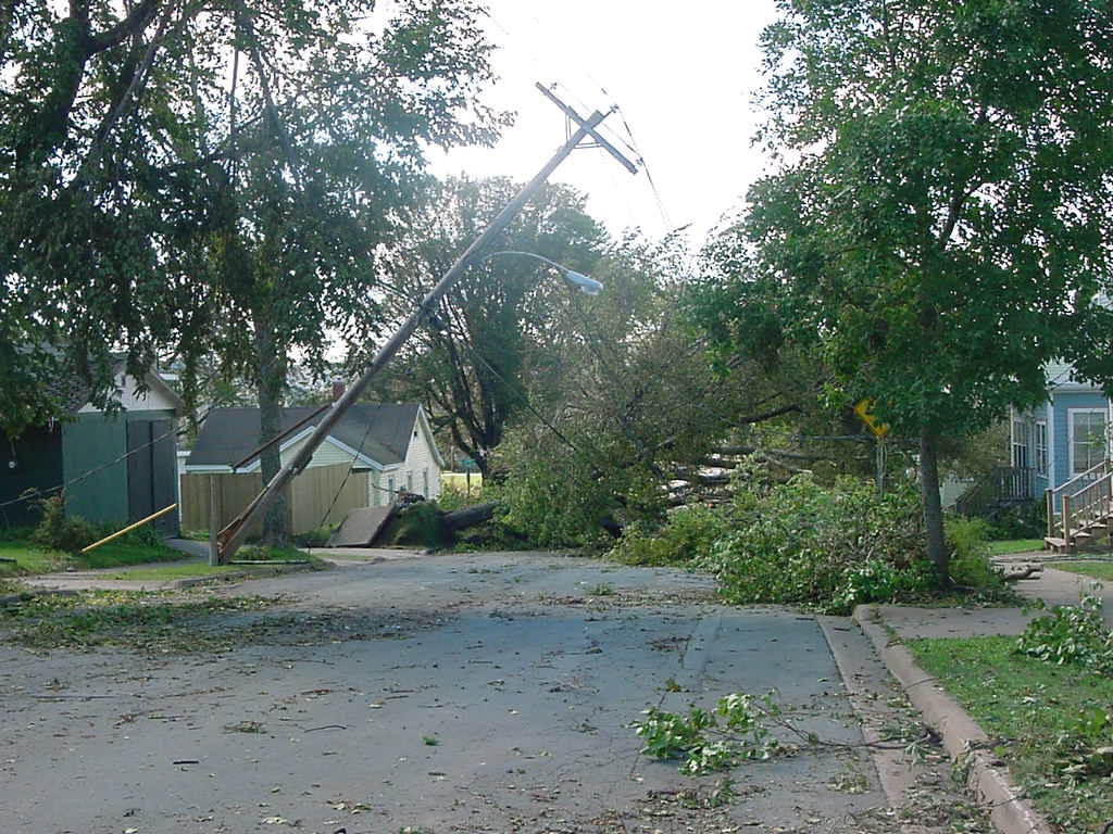 Powerlines down after hurricane Juan