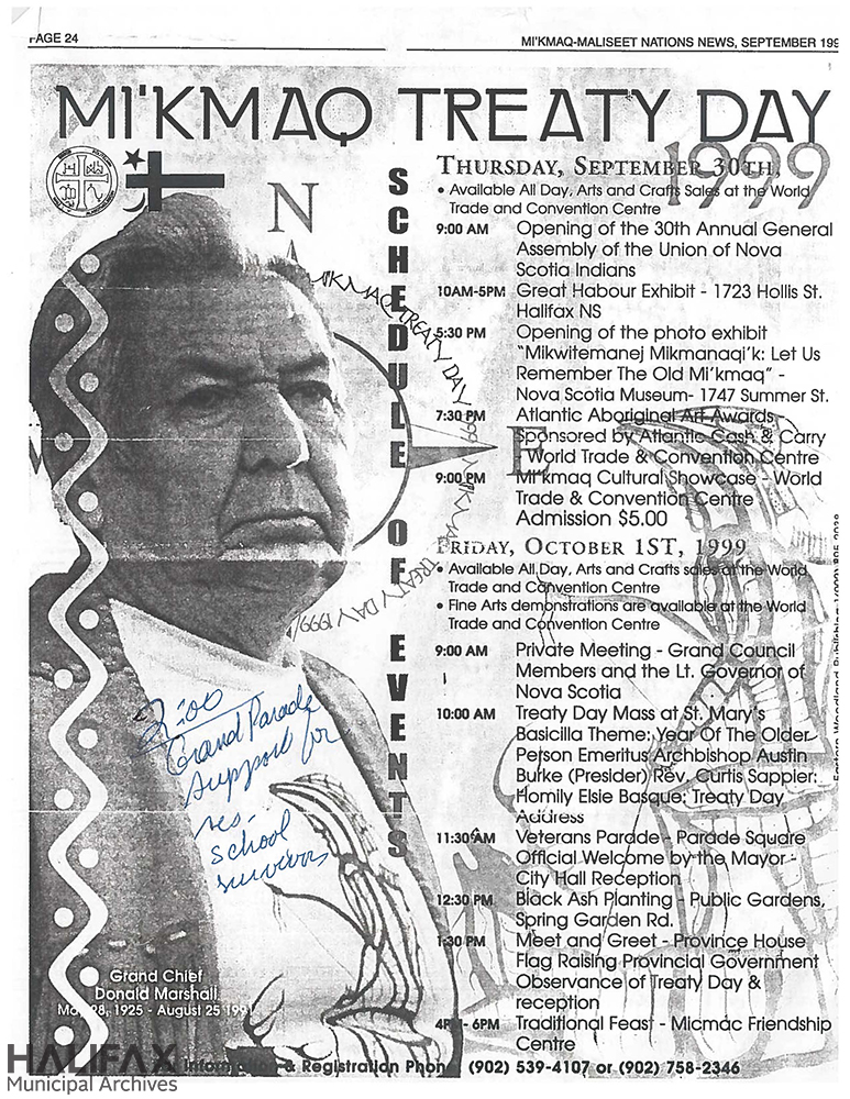 Image of a photocopy of a 1999 poster for Treaty Day celebrations