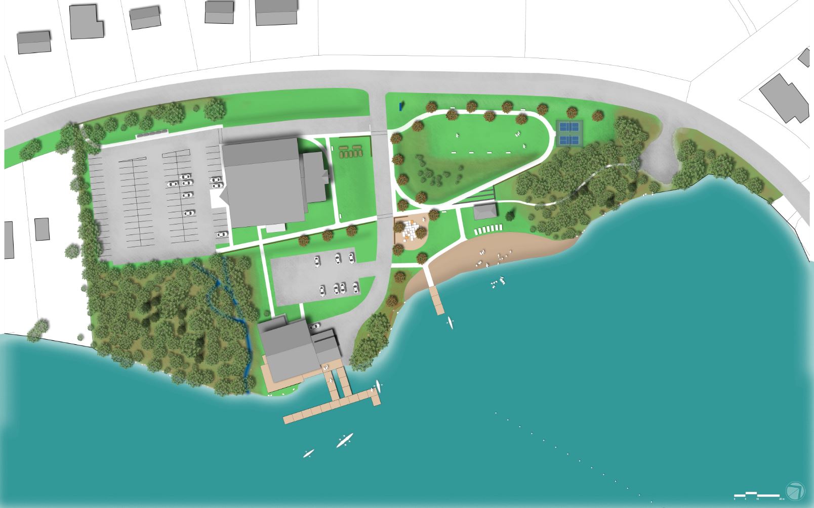 An aerial photo of Lake Echo concept plan