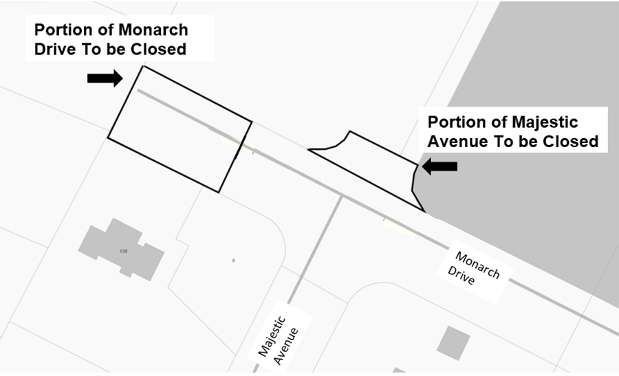 Majestic Avenue and Monarch Drive Partial Street Closure Sketch