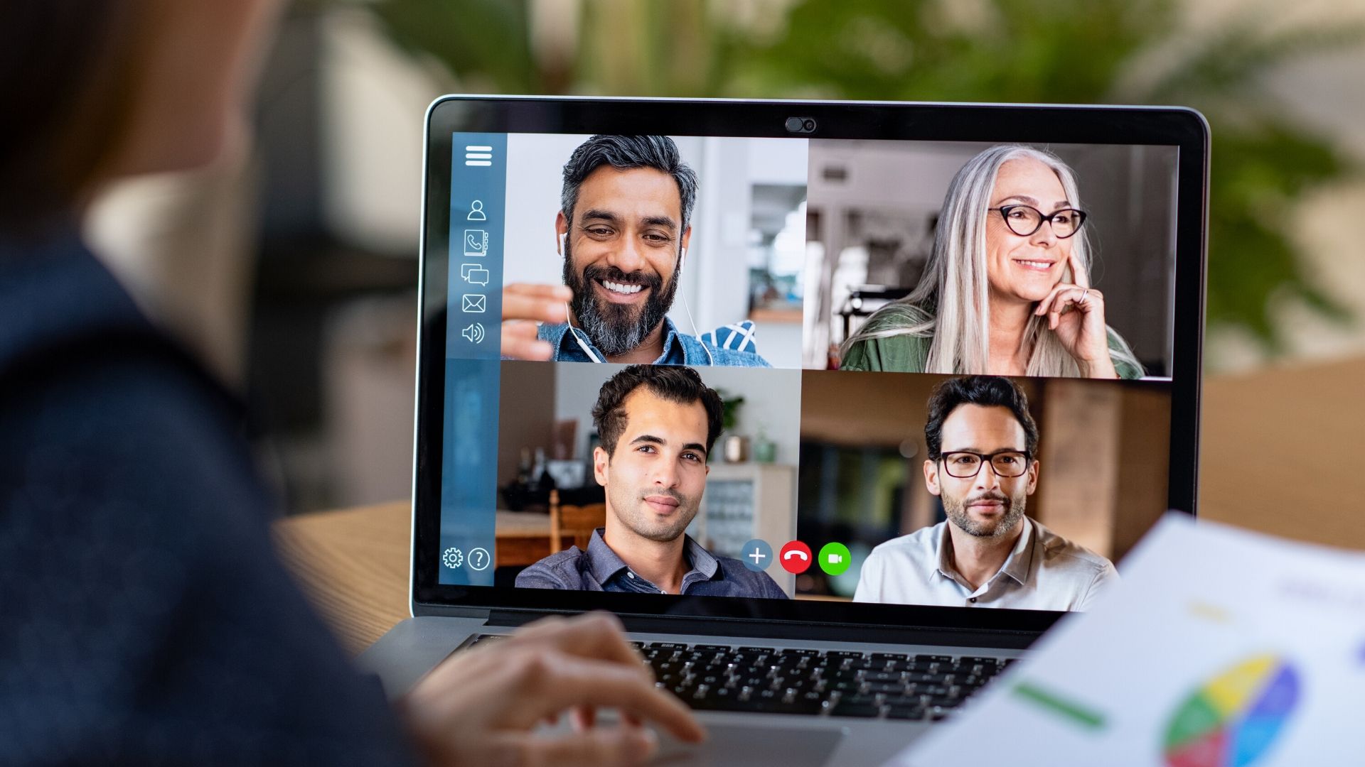 People on laptop screen in a virtual conference