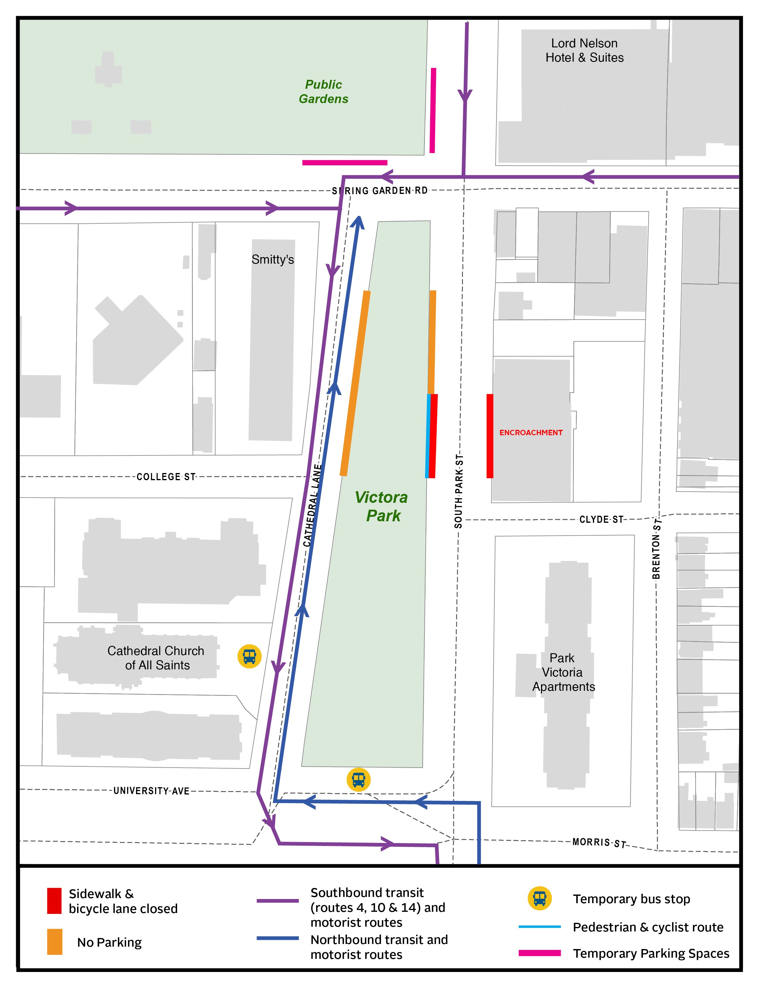 Map of South Park Street detour