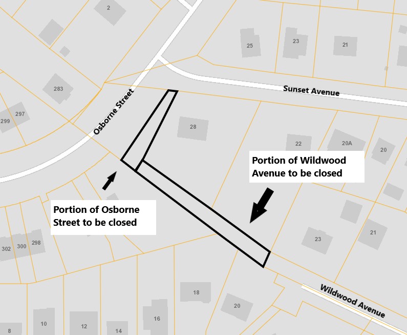 Osborne Street and Wildwood Ave sketch of section closing