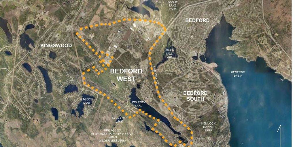map of Bedford West park planning area