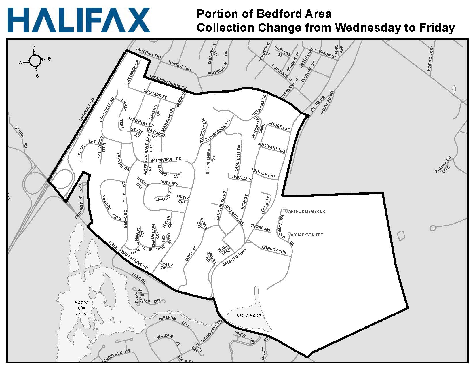 Portion of Bedford area collection change from Wednesday to Friday