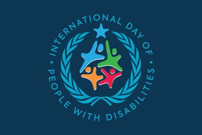 the International day of people with disabilities logo on a dark blue background