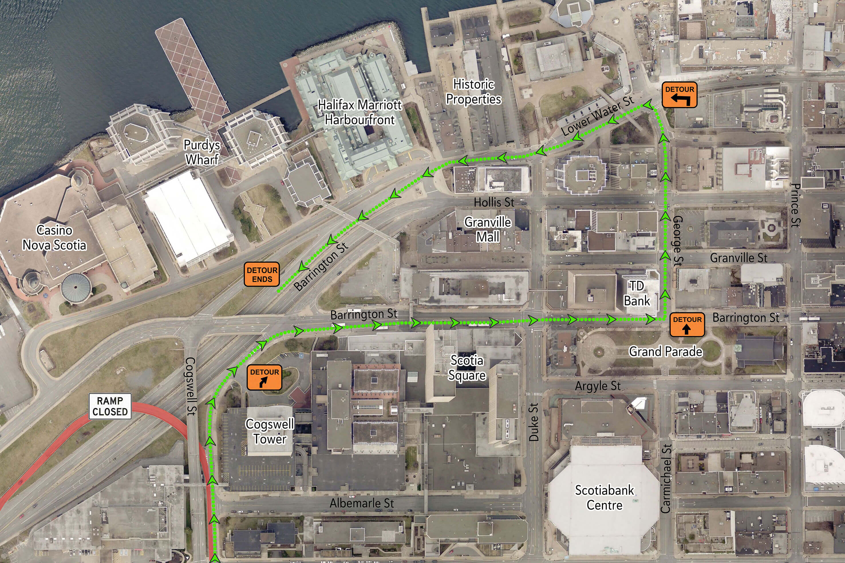 map showing downtown Halifax for Construction Notices