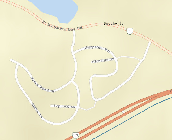 Image displays map of the streets impacted by speed reductions in Beechville Estates