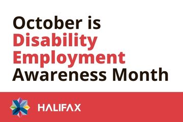 A text box reads in black and red coloured words: October is Disability Employment Awareness Month