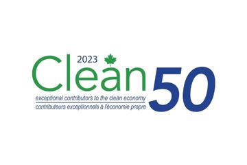 a clean50 logo in green and blue that reads Clean50 exceptional contributors to a green economy