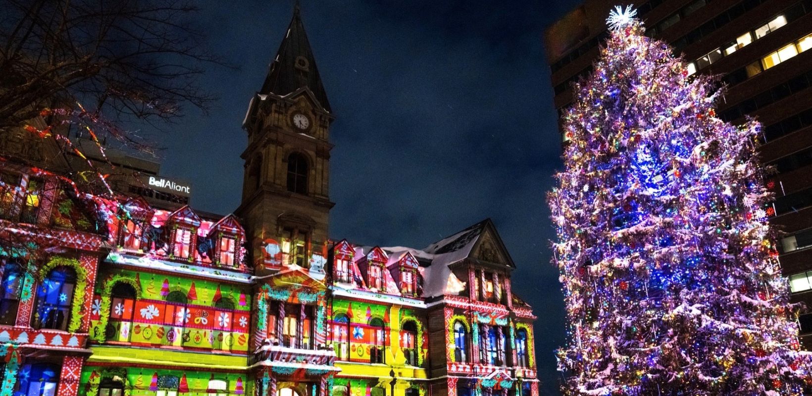 2021 Halifax Christmas Tree and projection show in Grand Parade