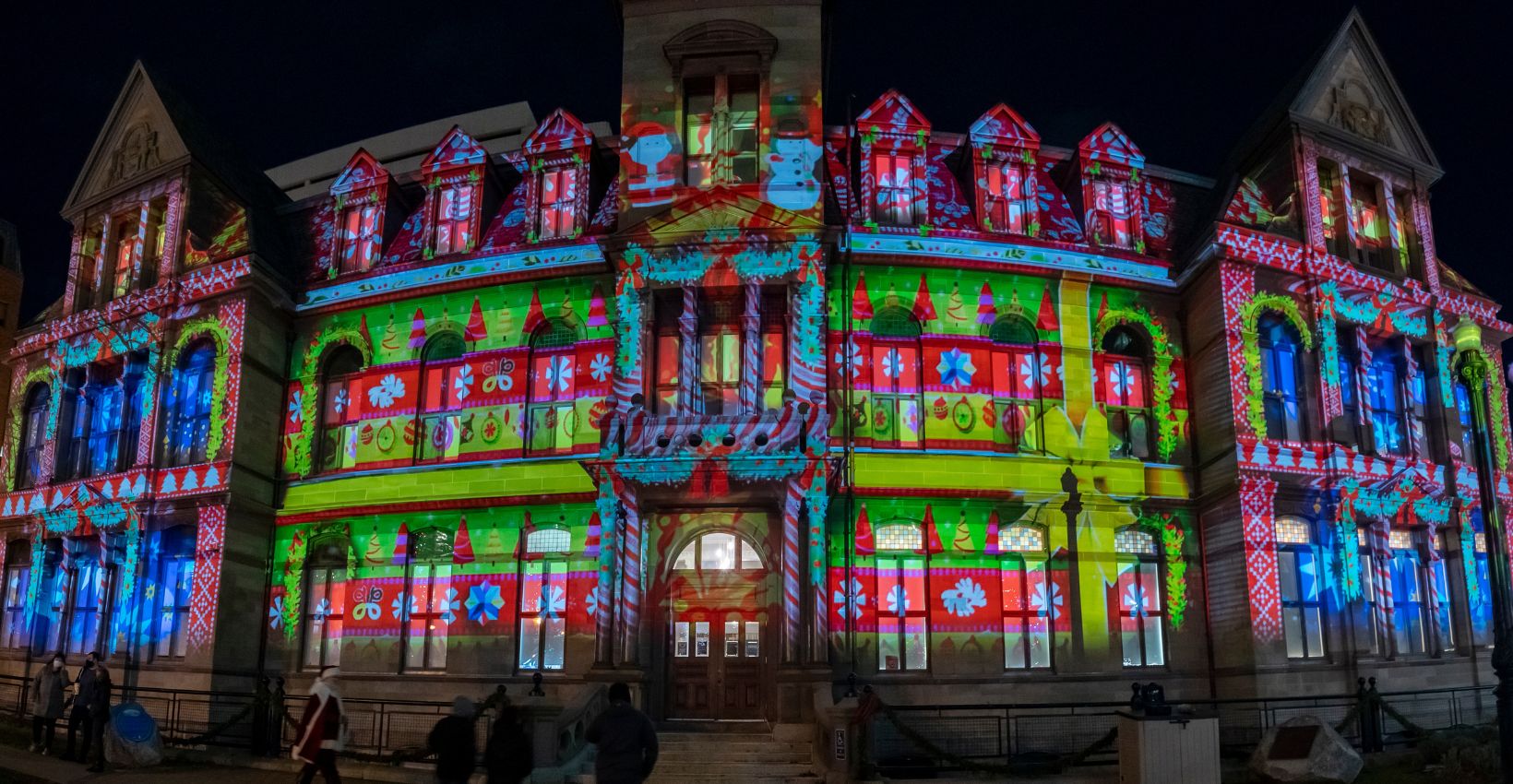 2021 City Hall Holiday Projection Show present scene panorama image