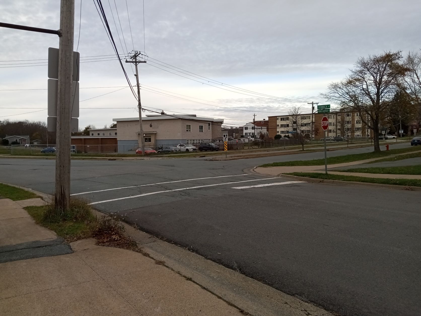 Crosswalk at a stop controlled intersection