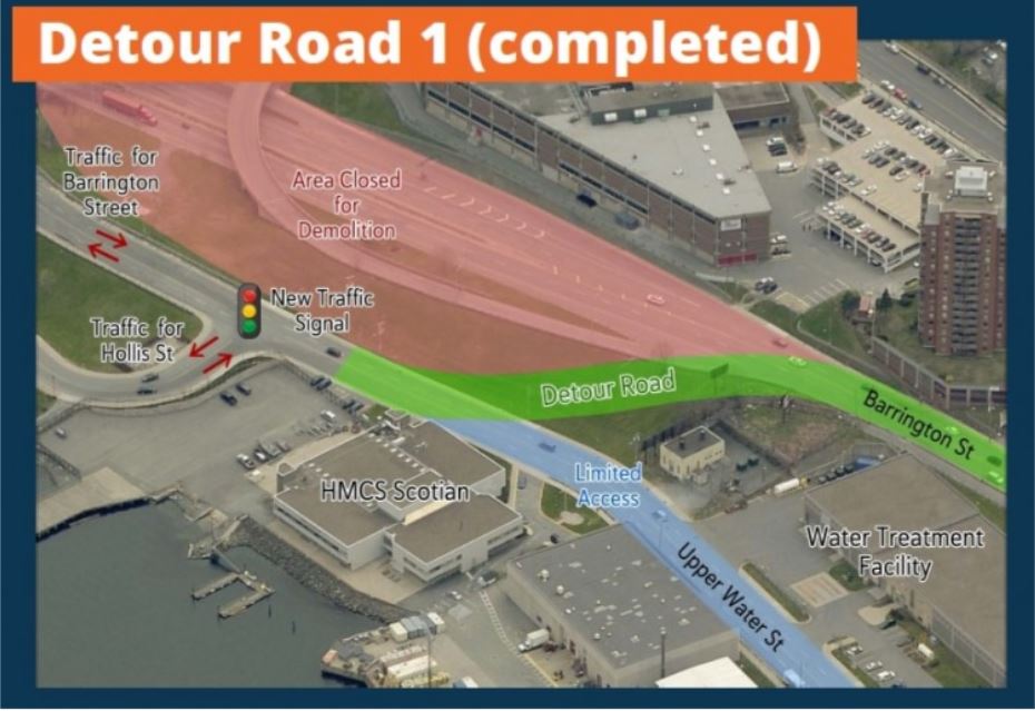 An aerial view/mock up of Detour Road 1