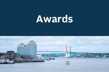 Halifax harbour with the word "awards" written above