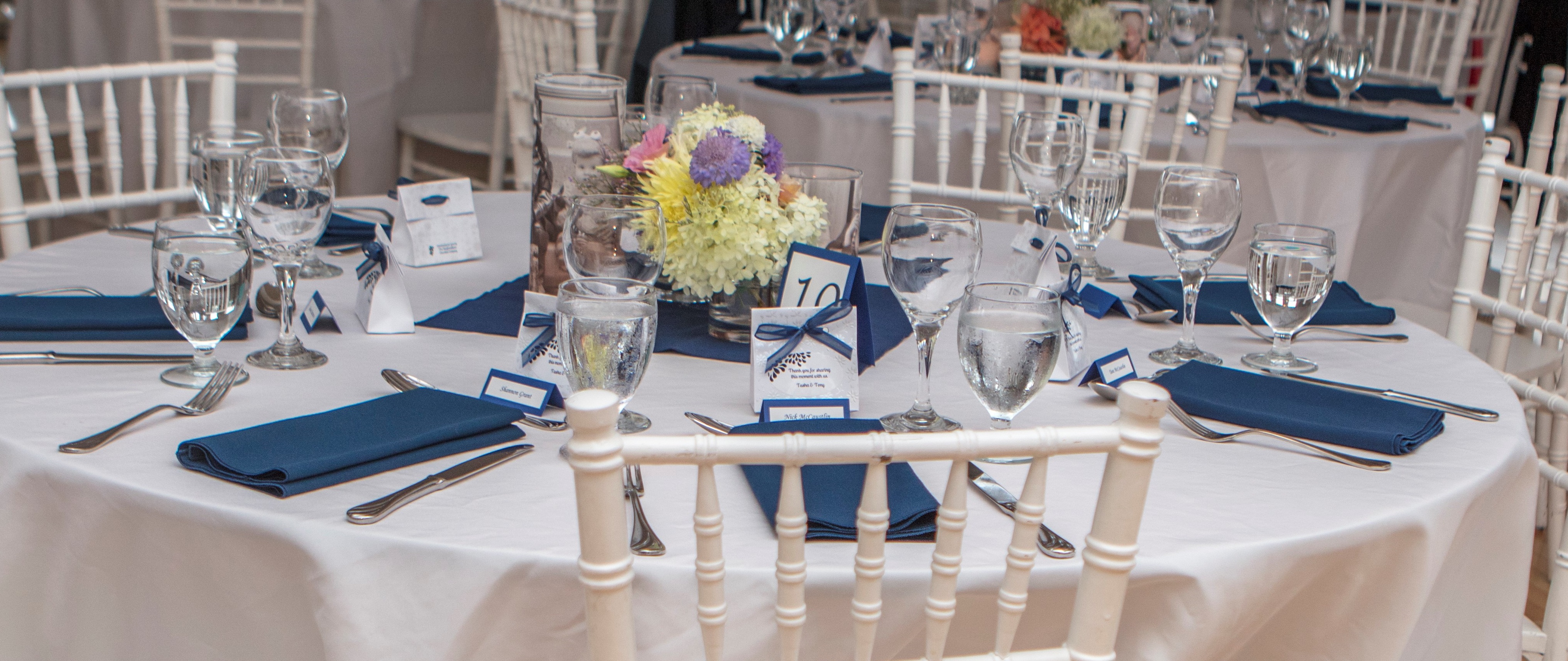 A table set up for a wedding