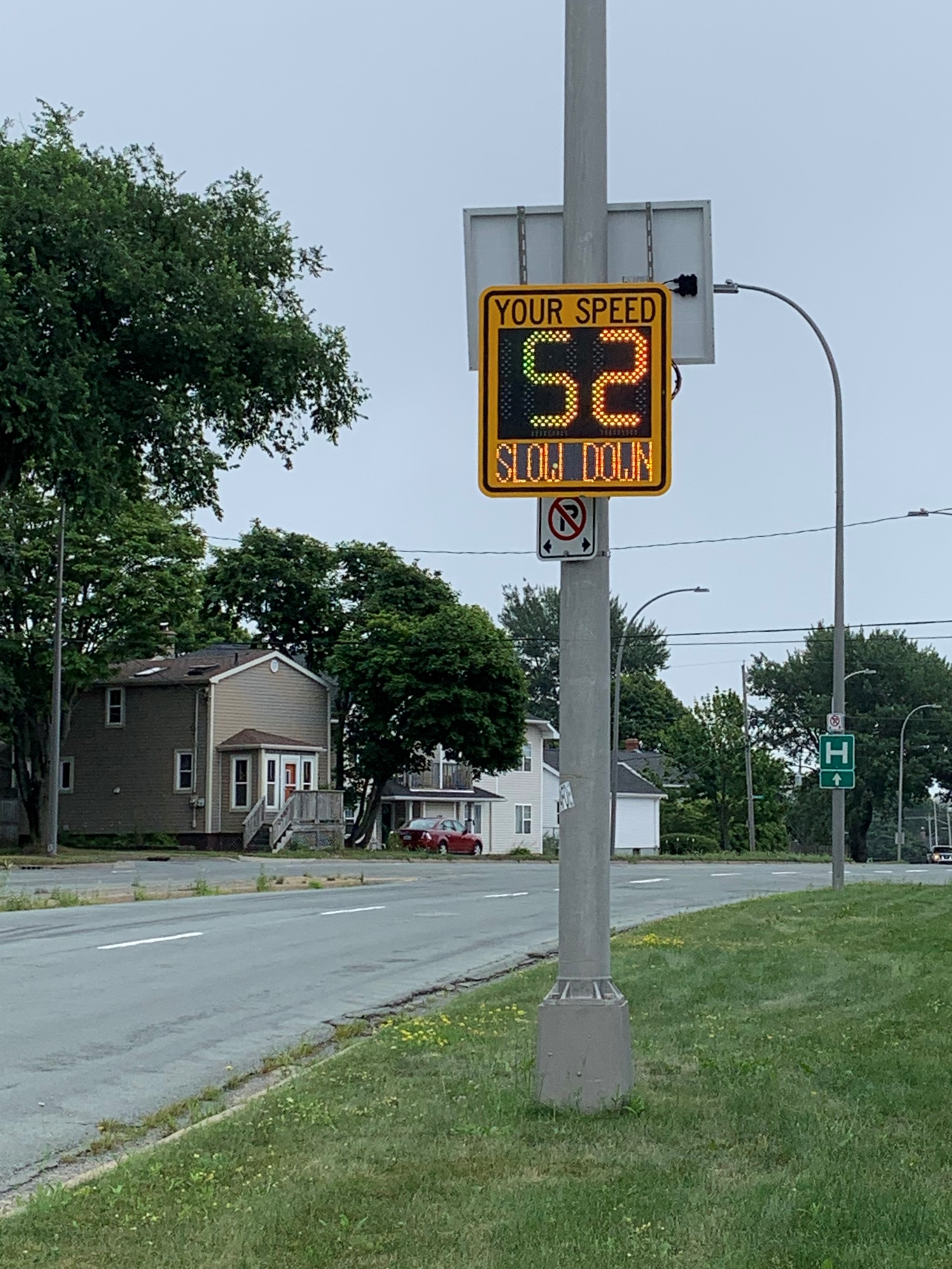 Photograph of a Speed Display Sign installed on a utility pole