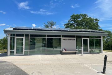 The Front of the Fort Needham washroom facility 