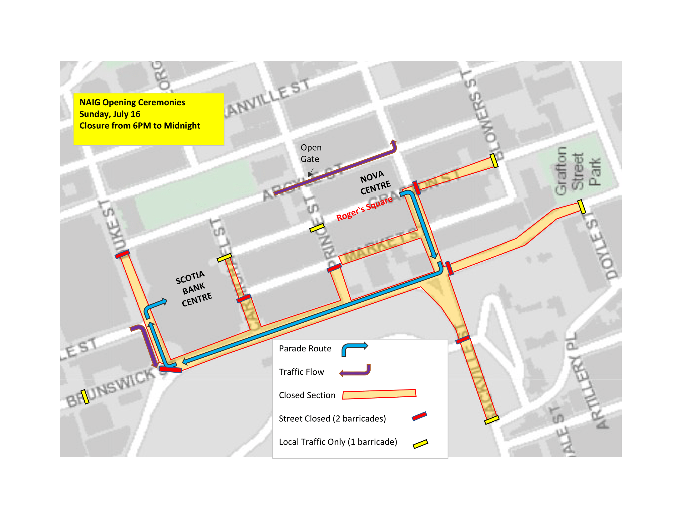 Alt text: A graphic of street closures.