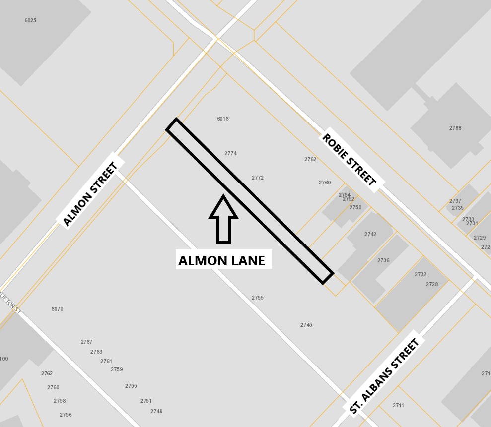 Almon Lane sketch of section closing