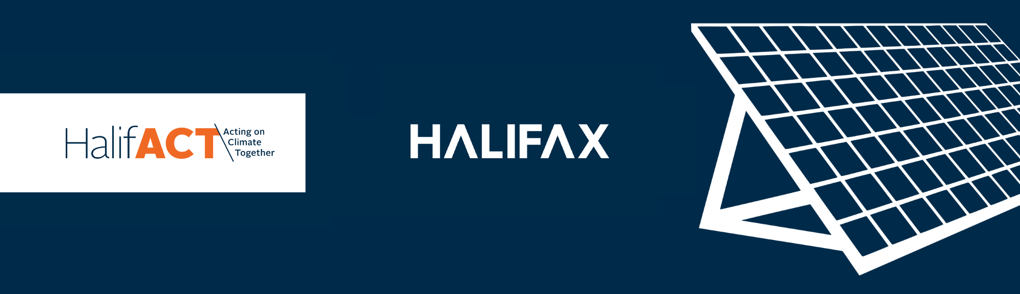 Halifax and HalifACT logos with a solar panel illustration on the right