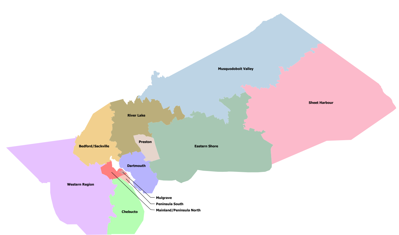 Map showing JEM volunteer areas