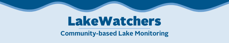 LakeWatchers logo with tagline 'community-based lake monitoring'