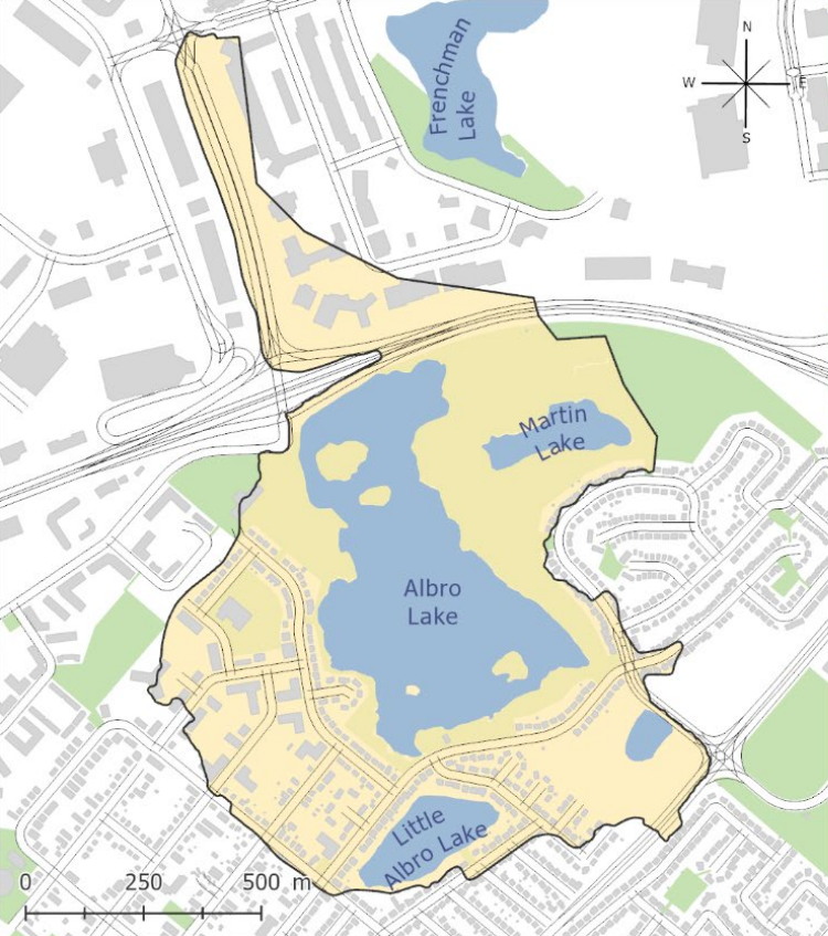 A map of Albro Lake and Little Albro Lake