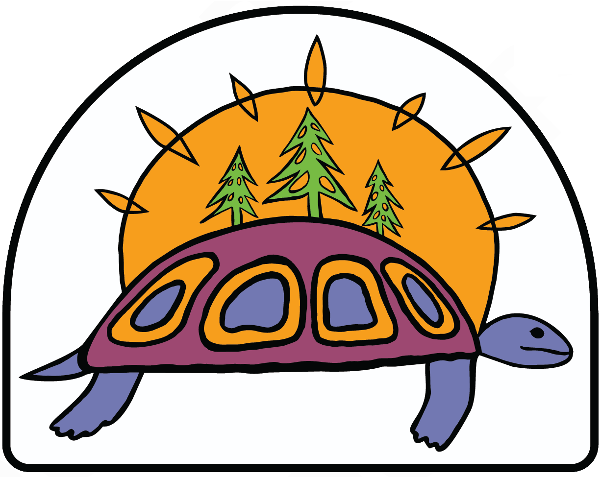 Illustration of Turtle Island. Climate 101 badge design.