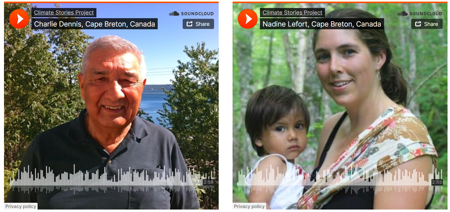 Photos of two participants in the Cape Breton Climate Stories initiative.