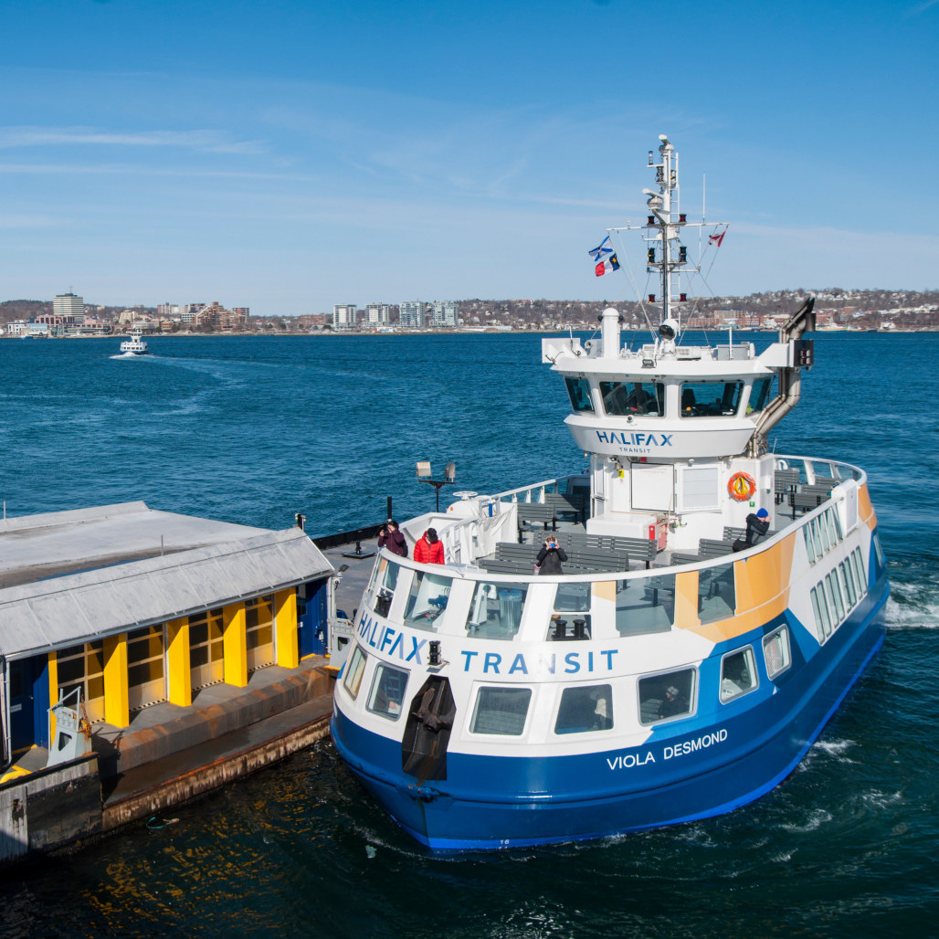 The Viola Desmond ferry docking at the terminal.