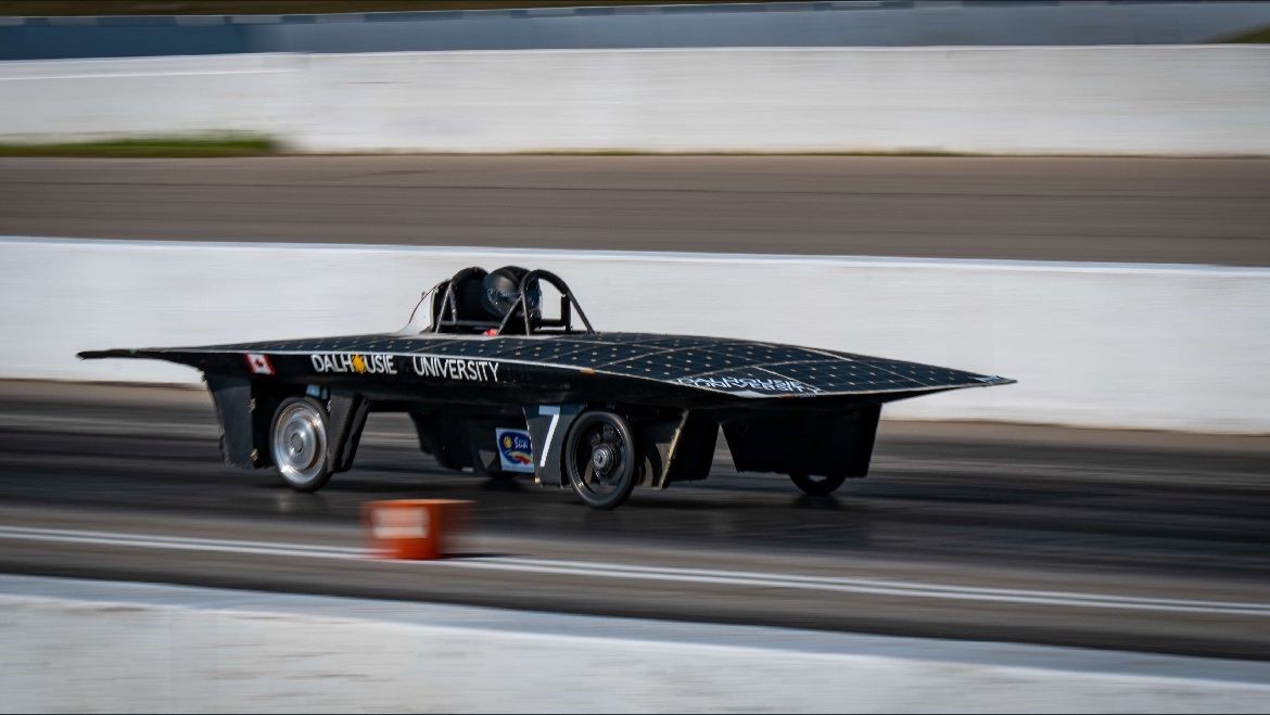 DalSol's solar car races in a grand prix.