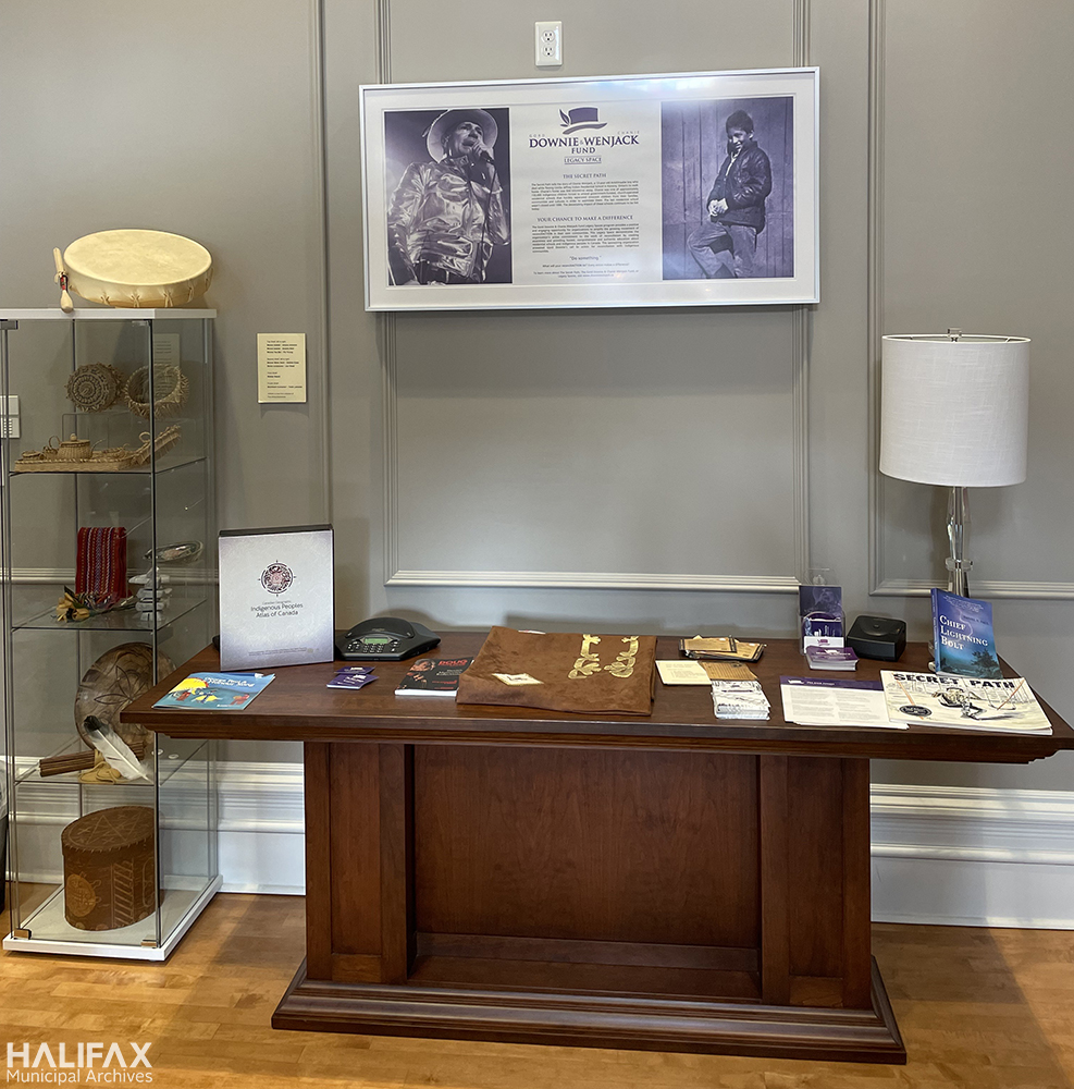 colour photograph of displays in the Downie Wenjack Legacy Space.