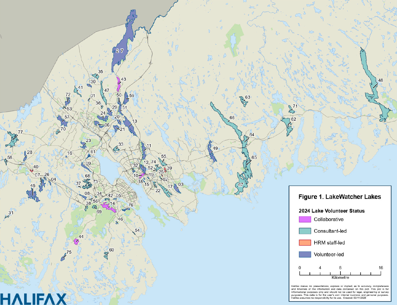 Map of lakes monitored by LakeWatchers