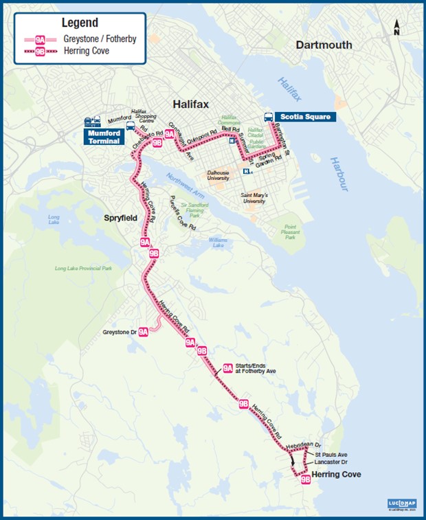 Route 9A/B Map