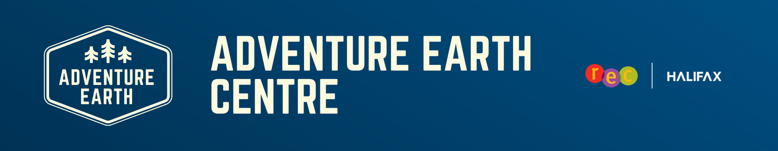 Adventure Earth text with a blue background. 