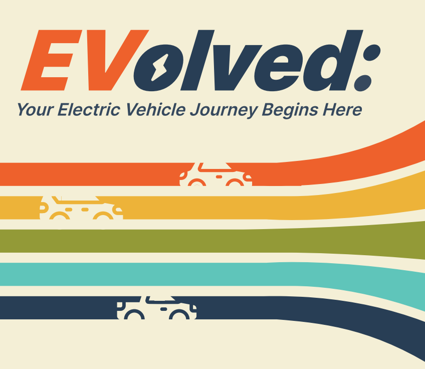 EVolved handbook cover image, with bands of colour and the title.