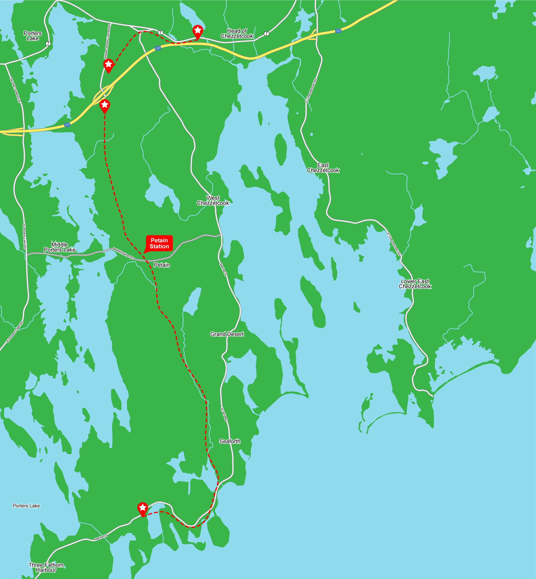 A map of the Blueberry Run Trail