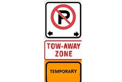 Temporary No Parking/Tow Away sign