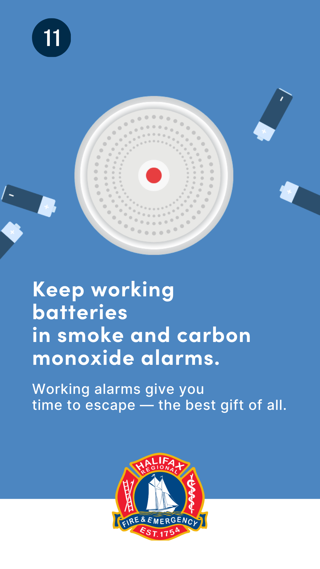 A graphic depicting a smoke detector and some batteries.