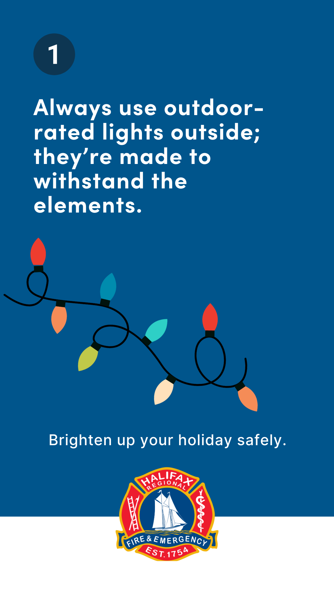 Graphic depicting a string of holiday lights