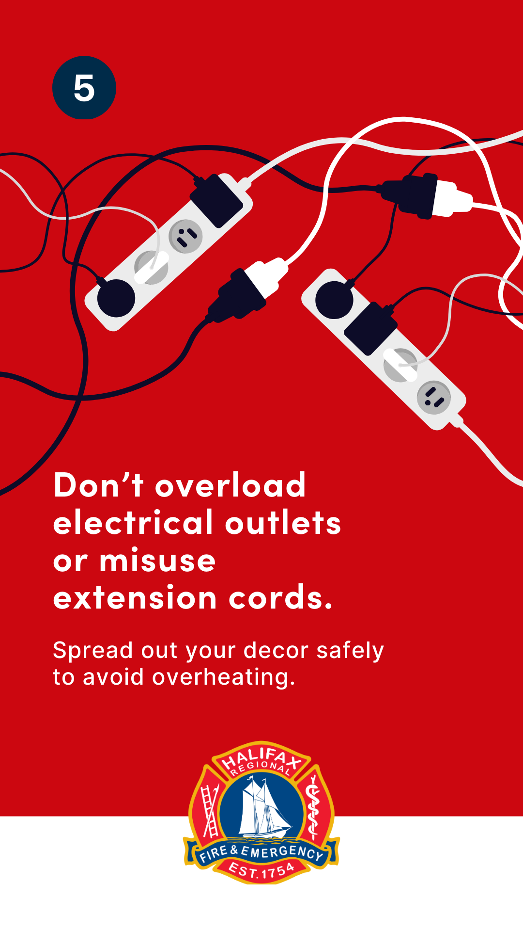 A graphic depicting various extension cords and power bars with items plugged into them.