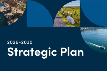 Segmented photos of the Halifax region's landscape overlaying a dark blue background. Text reads: 2026-2030 Strategic Plan