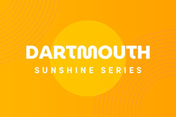 Bright orange background with text Dartmouth Sunshine Series
